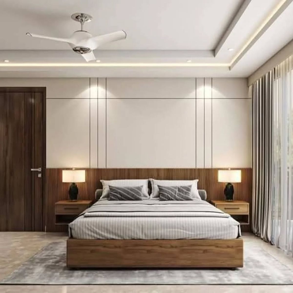 Luxury Master Bedroom Suite featuring Integrated Dressing Mirror & Floating Vanity #22